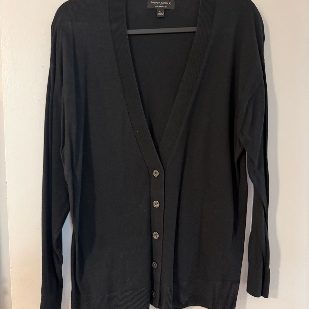 Banana Republic Factory Black Forever Sweater V Neck Cardigan